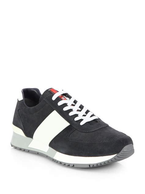 suede prada sneakers men|authentic men prada sneakers.